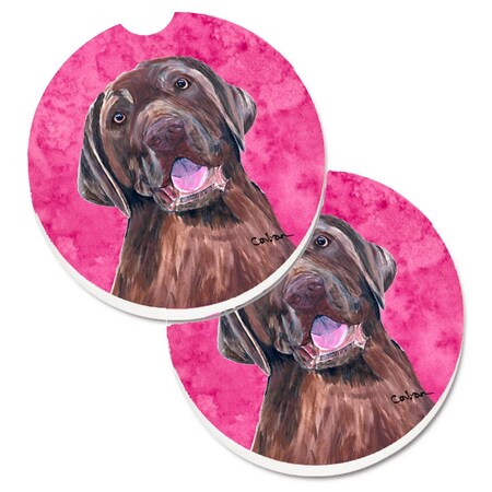 Carolines Treasures Pink Labrador Set of 2 Cup Holder Car Coaster SC9127PKCARC